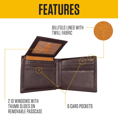 Carhartt - portafolios de piel para hombre, bolsillo frontal, diseños de paccasse y triplex, construcción duradera, regalos para hombres, Piel bronceada al aceite, Una talla, Bi-fold