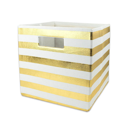 DII Colección de Almacenamiento de Cubos de poliéster Plegable de Lado Duro, 11 x 11 x 11 Pulgadas, Dorado