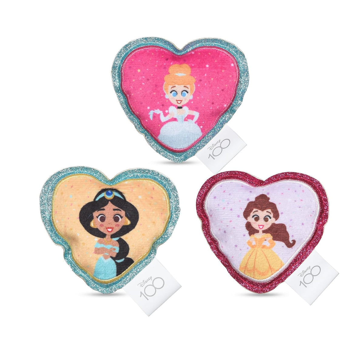 Disney for Pets - Juguetes de Princesa para Gatos de 3 Piezas con zacate gatera y Arruga, 4 Pulgadas | Juguetes y crujientes para Gatos | Juguetes de Peluche de zacate gatera para Gatos