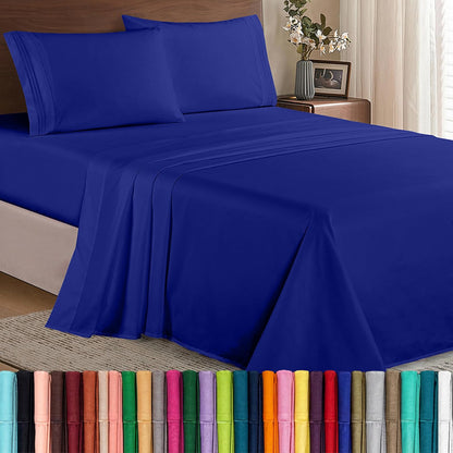 Elegant Comfort Juego de Sábanas de Microfibra Bolsillo Profundo - Full - Azul Rey