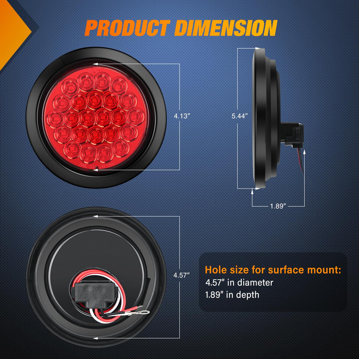 Nilight 4 Luces Traseras Redondas LED 4 in, Rojo/Blanco, Freno e Intermitente, IP67, 12 V, TL-194
