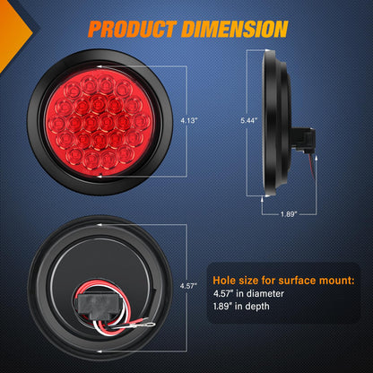 Nilight 4 Luces Traseras Redondas LED 4 in, Rojo/Blanco, Freno e Intermitente, IP67, 12 V, TL-194