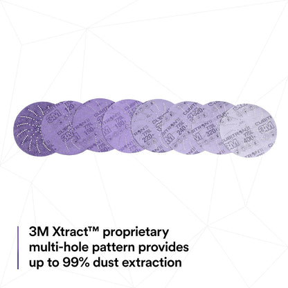3M Xtract Cubitron II Hookit Disco de lija limpio 775L, 5 pulgadas, 15 unidades de discos de lijado de gancho y bucle, 240+ 320+ 400+, preparación y eliminación de pintura, lijado general, refinado,