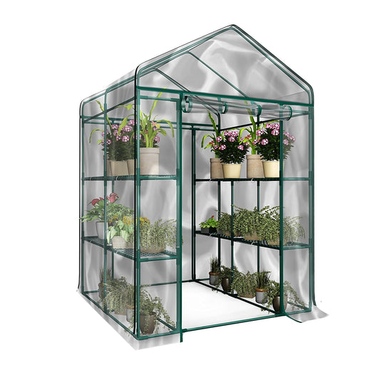 Home-Complete - Invernadero a ras de suelo, interior y exterior con 8 estantes resistentes, para cultivar plantas, plántulas, hierbas o flores en cualquier estación del año, estante de jardinería