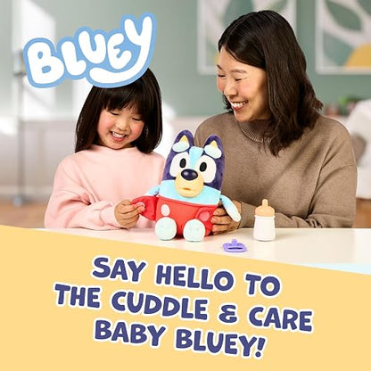 Bluey Care and Cuddle - Juguete de Peluche Suave para bebé, 11 Pulgadas, Juguete electrónico Interactivo de Peluche con 10 Sonidos Diferentes, Juguetes Suaves para niños a Partir de 3 años