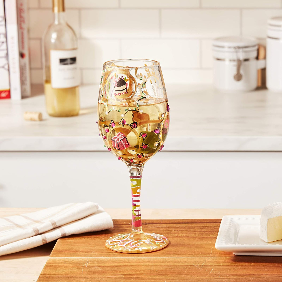 Lolita Glassware 4054095 Queen For A Day Wine Glass, 9", Multicolor