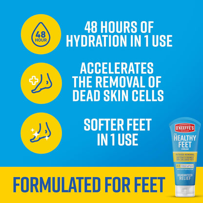 O'Keeffe's Healthy Feet - Crema exfoliante para pies extremadamente secos, agrietados, tubo de 3 onzas, (paquete de 1)