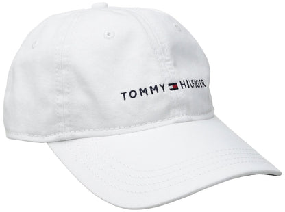 tommy hilfiger Men 's Logo papá gorra de béisbol, Rosado petunia, Talla única - Blanco