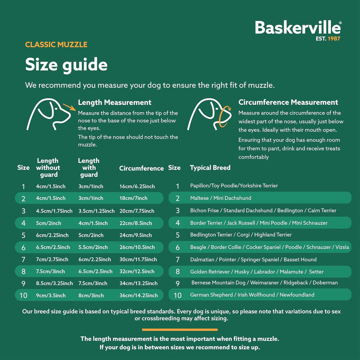 Baskerville - Bozal clásico para canastas, pantalón y Bebida, Evita mordeduras y residuos de Alimentos, Fuerte TPR, Ideal para Perros de Nariz más Larga, bozal de Entrenamiento Transpirable para