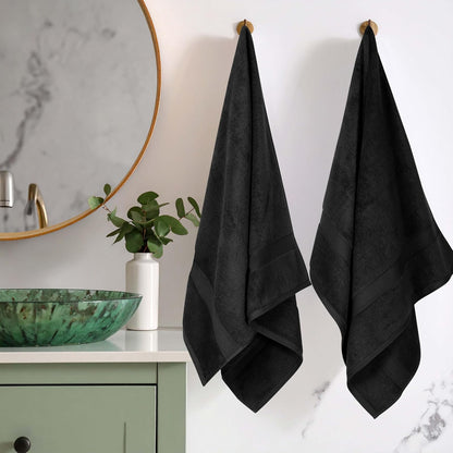 Superior 900 Gram Egyptian Cotton 2-Piece Bath Towel Set, Black | Juego de toallas de lujo de secado rápido, artículos esenciales de baño para baño, baño de invitados, spa, baño de 2 piezas