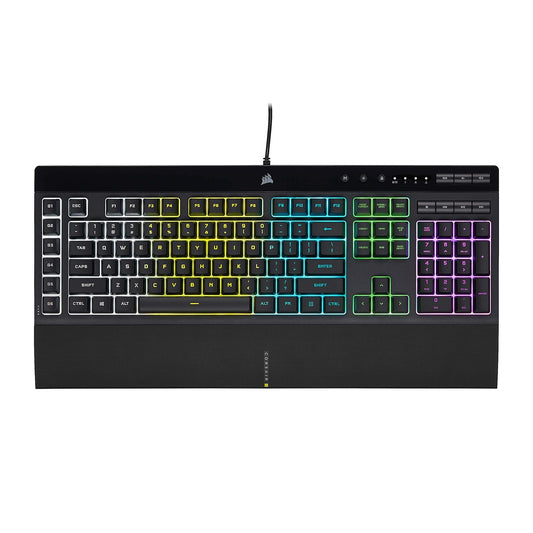 Corsair K55 RGB Pro Teclado para Juegos con Cable de Membrana – IP42 Resistente al Polvo y derrames – 6 Teclas Macro con integración Elgato – Compatible con iCUE – QWERTY NA – PC, Mac y Xbox – Negro