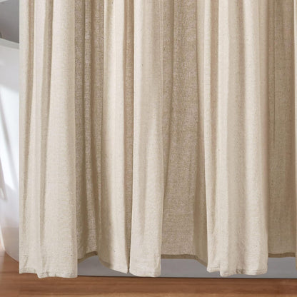Lush Decor - Cortina de Ducha de Lino con Botones, 72 Pulgadas de Ancho x 72 Pulgadas de Largo, Lino Oscuro, Tela de Cortina de Ducha Color Beige, Cortina de baño rústica - Decoración de baño de