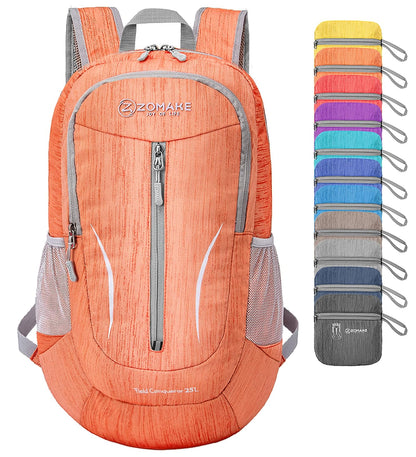 ZOMAKE Mochila de senderismo pequeña, 25 l, ligera, mochila de viaje, plegable, para mujeres y hombres, Mochilas de viaje, Azul oscuro, Pequeño - Chica - Orange
