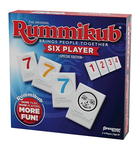 Pressman Rummikub Six Player Edition - The Classic Rummy Tile Game - Más Azulejos y más Jugadores para más diversión, Azul