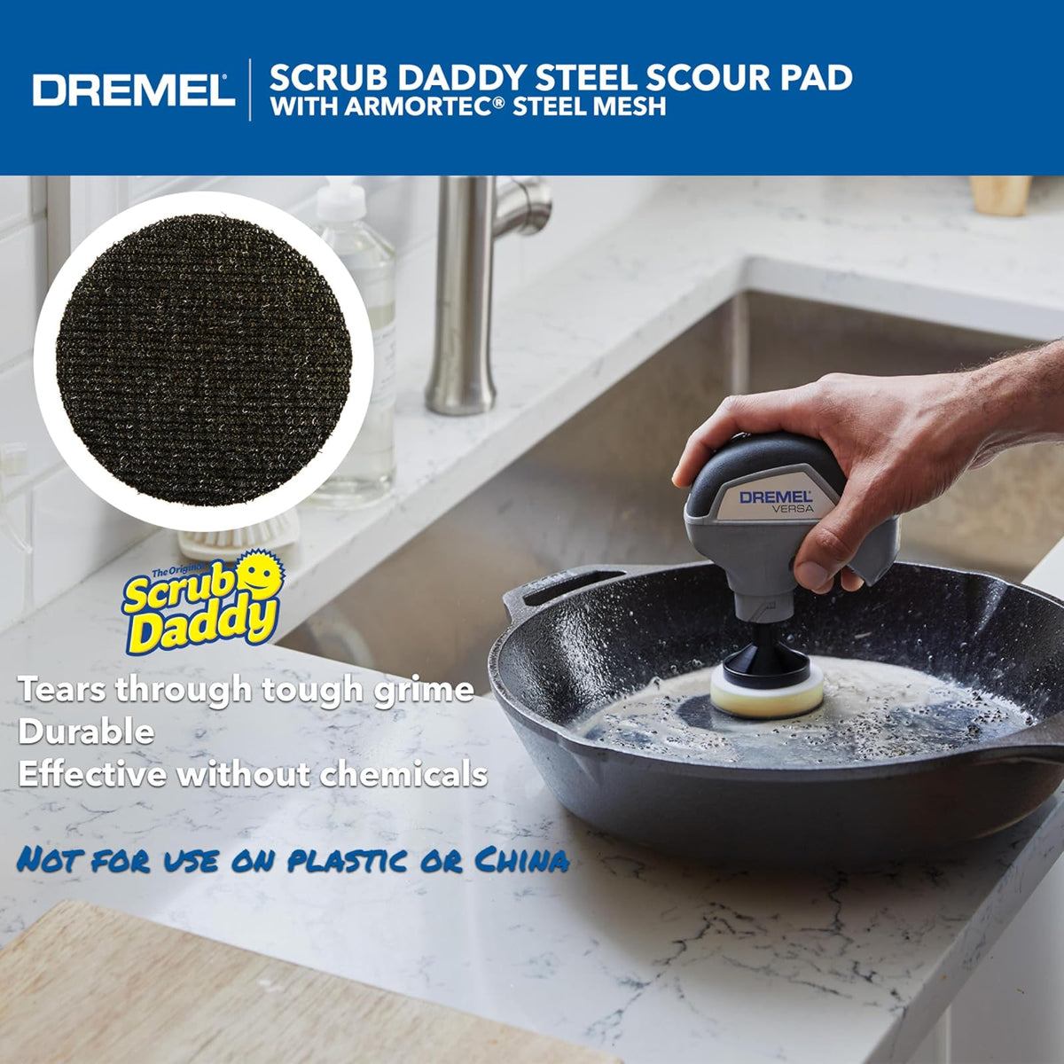 Dremel Versa - Paquete de 5 Almohadillas para Orejas de Limpieza para papás, Paquete Variado para Limpieza de múltiples Superficies, para Uso en Cocina, hogar y baño, Compatible con la Herramienta de