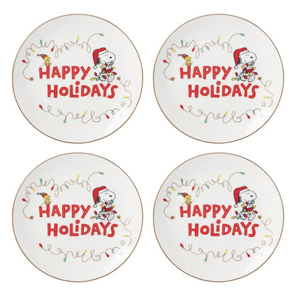 Lenox 896321 Snoopy - Juego de 4 platos decorativos navideños, vajilla navideña