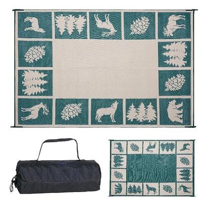Alfombrillas reversibles 226094 verde/beige 6' x 9 RV al aire última intervensión Camping Patio Wilderness Hunter