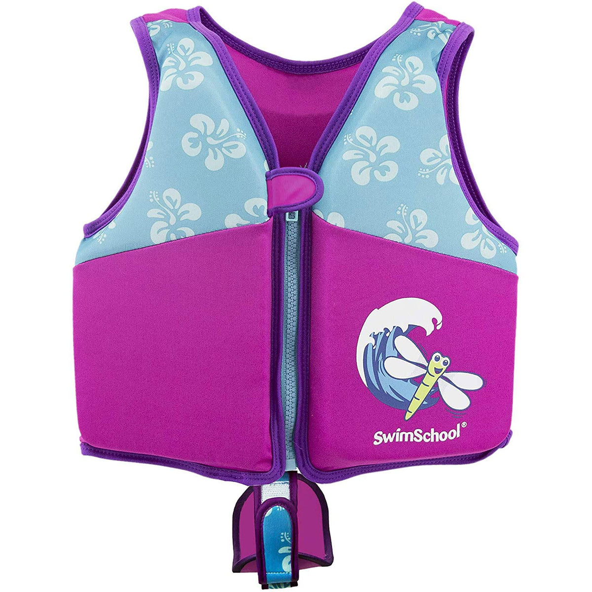 Swimschool - Entrenador de natación, talla pequeña/mediana, chaleco de natación con mangas para los hombros, correa de seguridad ajustable y cuello extraíble para la barbilla, rosa y aguamarina - Chaleco de natación rosa - Aqua - M - L Up to 50 lbs.