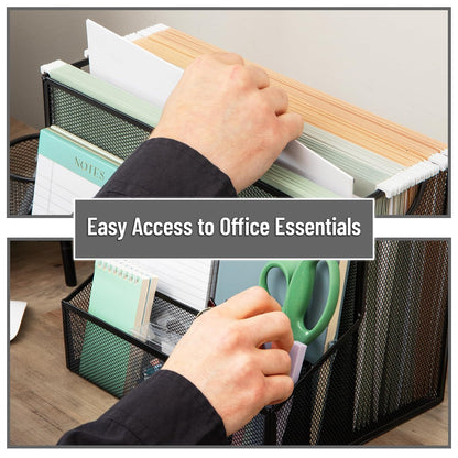 Mind Reader Desktop Organizer, Vertical File Storage, Letter Size, Office, Metal Mesh, 12.15"L x 9.5"W x 9.5"H, Black