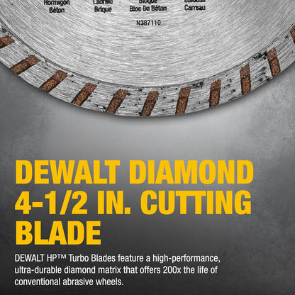 DEWALT Hoja De Diamante Para Mampostería, Corte En Seco, Borde Continuo, Eje De 7/8 Pulgadas, 4-1/2 Pulgadas (Dw4725)