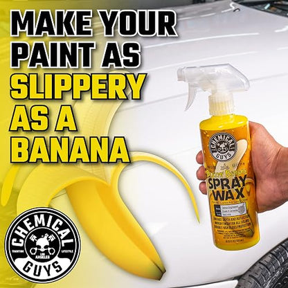 Chemical Guys Blazin' Banana Cera en Spray, brillo natural de carnauba, segura para automóviles, camiones, todoterrenos, vehículos recreativos y más, 473 ml