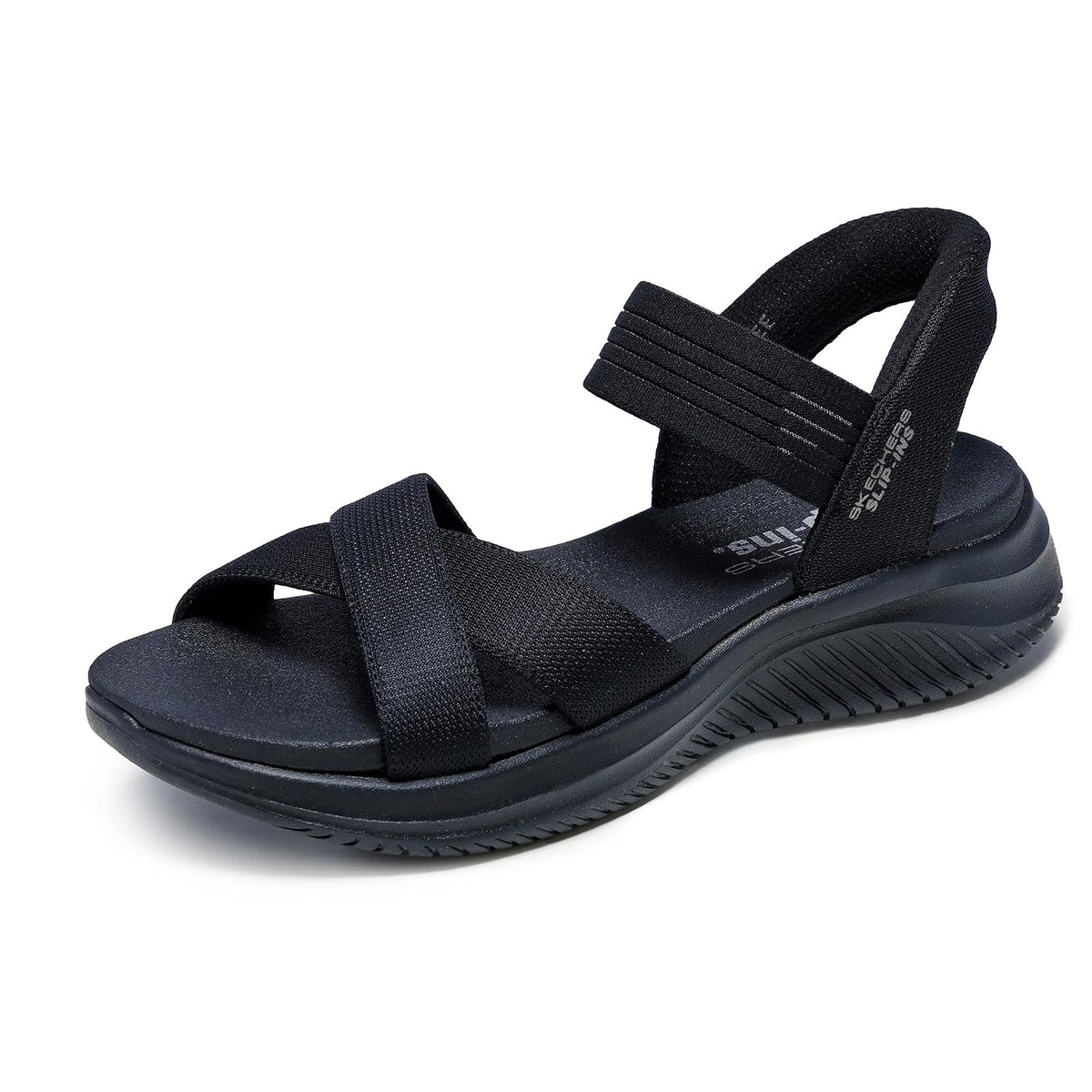 Skechers Sandalias para mujer Ultra Flex 3.0 Never Lindo Manos Libres Slip-ins - 22.5 cm - Negro - Negro