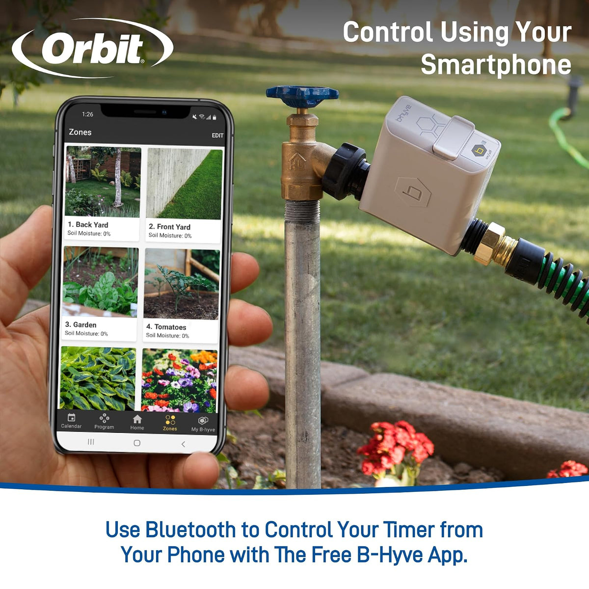 Orbit 21005 B-hyve Temporizador de Grifo de Manguera Bluetooth, Gris