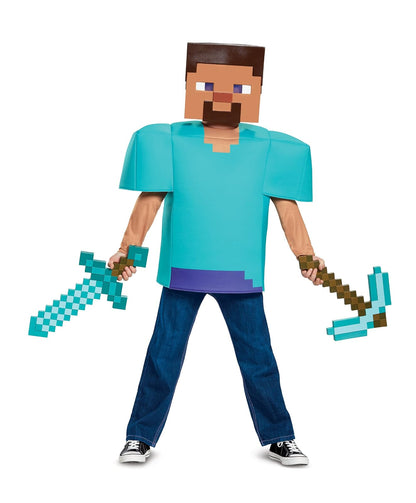 Disguise Steve Classic Minecraft Costume, Multicolor, Large (10-12)