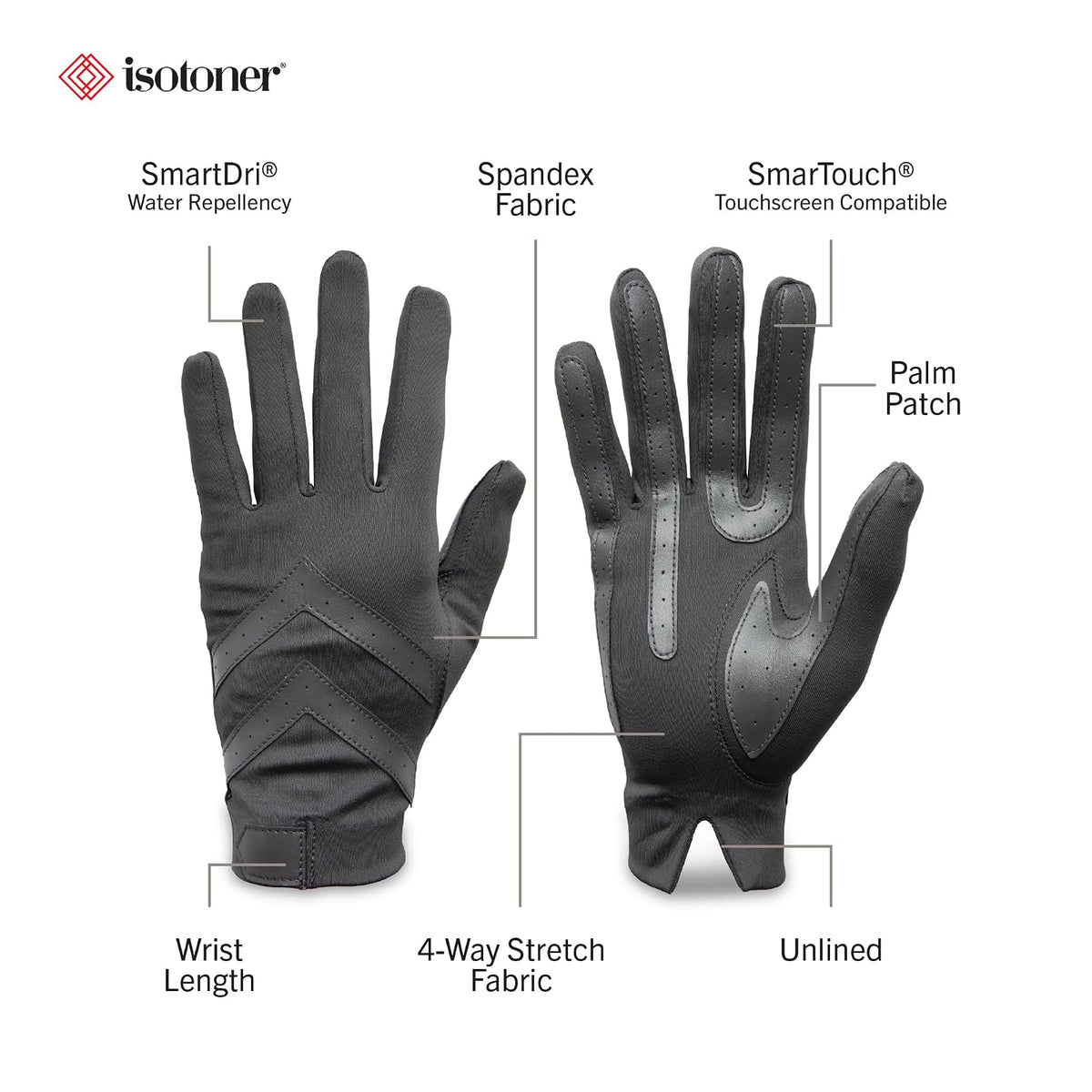 isotoner - Guantes cortos de elastano para mujer