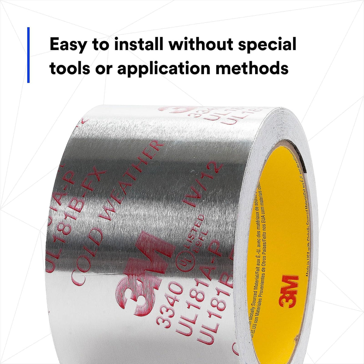 3M Cinta de Aluminio 3340 2.5" x 50 yd, Sellado HVAC Conductos