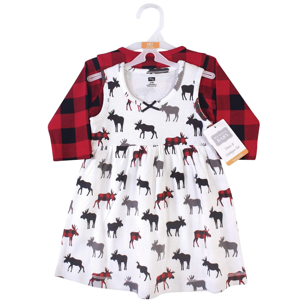 Hudson Baby Conjunto de Vestido y cárdigan de algodón Vestido Casual para bebés niñas