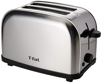 Tostador de Pan T-Fal TT330DMX Ultra Toaster Compacto Inox para dos panes con 6 niveles de temperatura de 700W y acero inoxidable + Cafetera de 12 tazas Oster® negra sistema de switch BVSTDCS12B013