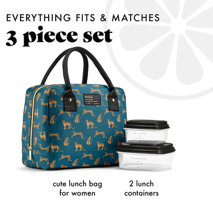 Fit & Fresh Bloomington Lonchera Aislada para Mujer Guepardo Verde Azulado