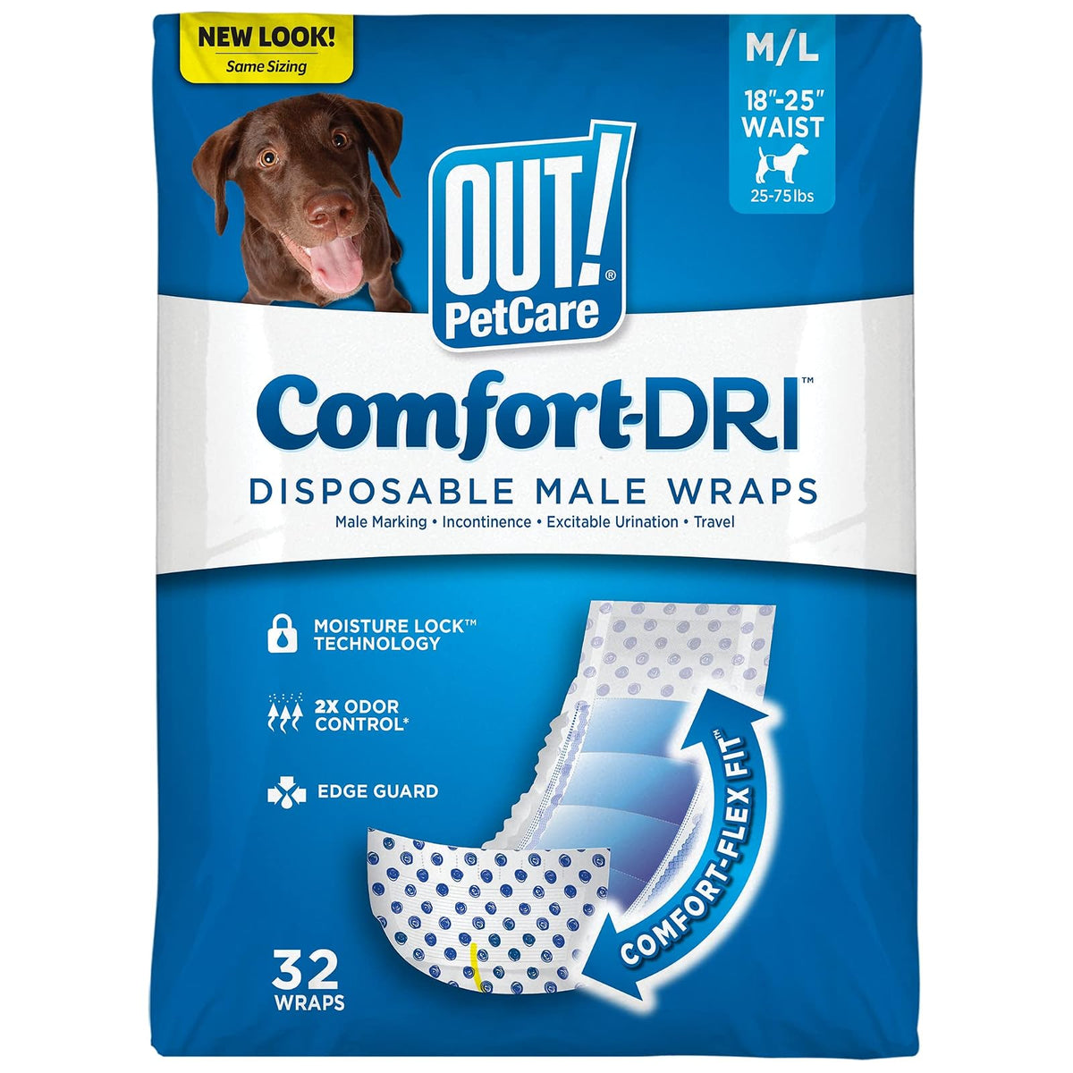 OUT! Pañales Desechables para Perro Macho - M - L - 32ct
