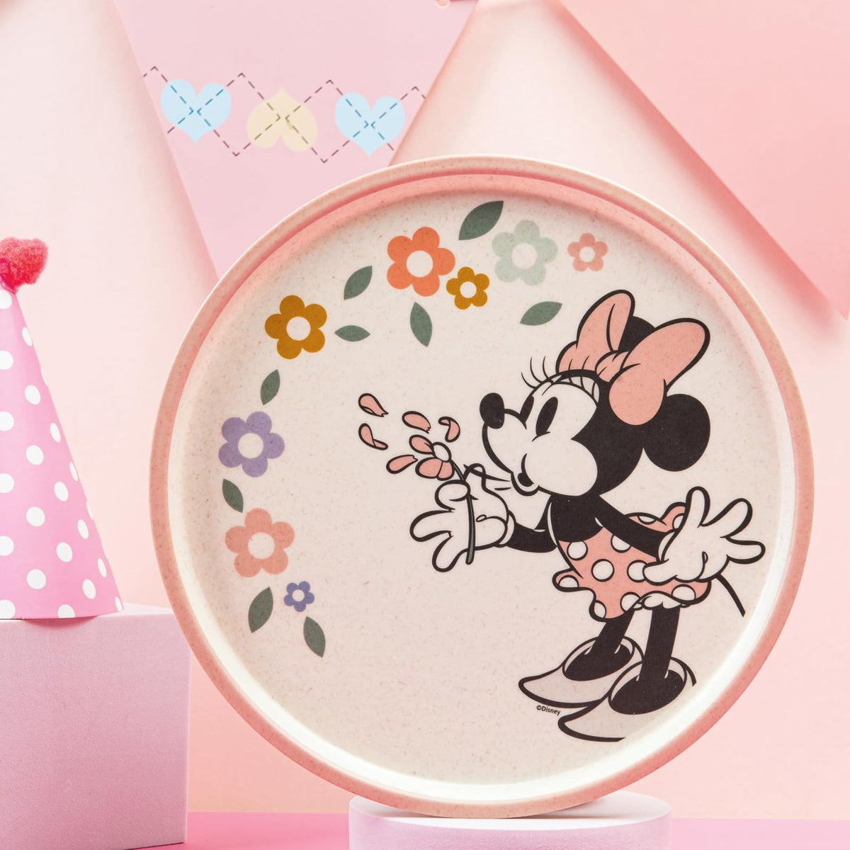 Zak Designs - Juego de vajilla para niños de Disney de 3 piezas, plato de bambú de melamina duradero y sostenible, tazón y vaso son perfectos para cenar con la familia (Minnie Mouse)