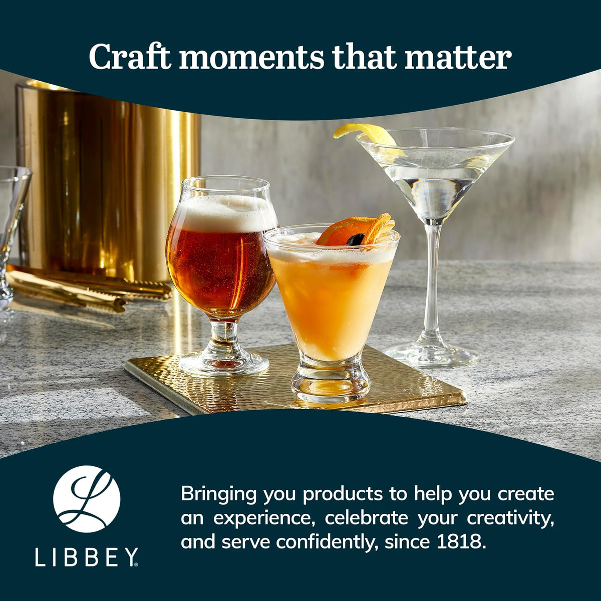 Libbey Entertaining Essentials - Juego de 6 vasos Martini aptos para lavaplatos, vasos Martini de tallo alto para fiestas y más