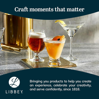 Libbey Entertaining Essentials - Juego de 6 vasos Martini aptos para lavaplatos, vasos Martini de tallo alto para fiestas y más