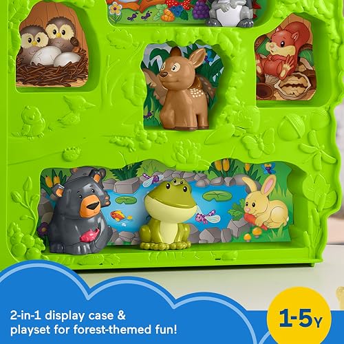 Fisher-Price Little People Estuche de Animalitos del Bosque, Set de Juego Portátil, 8 Figuras de Animales, Juguete para Bebés de 1 Año en Adelante