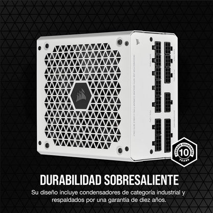 Corsair RM850 2021, RM Series, 850 Watts 80 Plus Gold Fuente de Alimentación ATX Totalmente Modular, Conectores Triples EPS12V, Poco Ruido, Modo de Zero RPM, Condensadores de 105 °C, Blanco