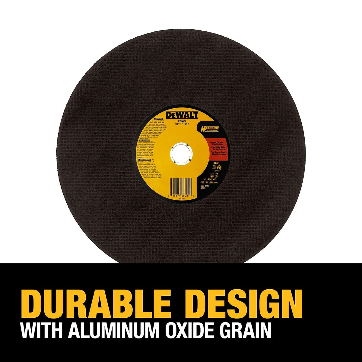 DEWALT DW8001 Z Disco Abrasivo de Corte 14 x 1 pulgada