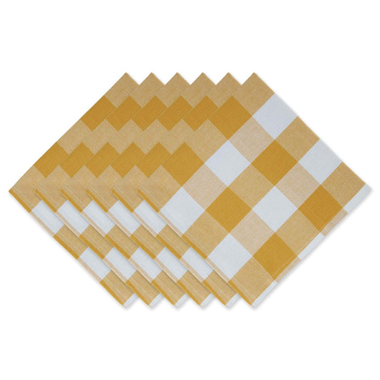 DII Buffalo Check Collection, Juego de servilletas clásicas de Tela de Granja, 20 x 20 Pulgadas, Oro Miel, 6 Piezas