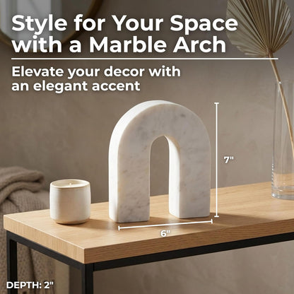 Sagebrook Home Mármol, Herradura de 7 Pulgadas de Alto, Decoración de Mesa, Blanco, Contemporáneo, 6 Pulgadas de Largo x 2 Pulgadas de Ancho