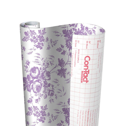 con-Tact Brand Creative Covering, Forro Autoadhesivo para estantería, Forro de Vinilo Multiusos, fácil de Usar y aplicar, 18 x 60 pies, Toile Lavender