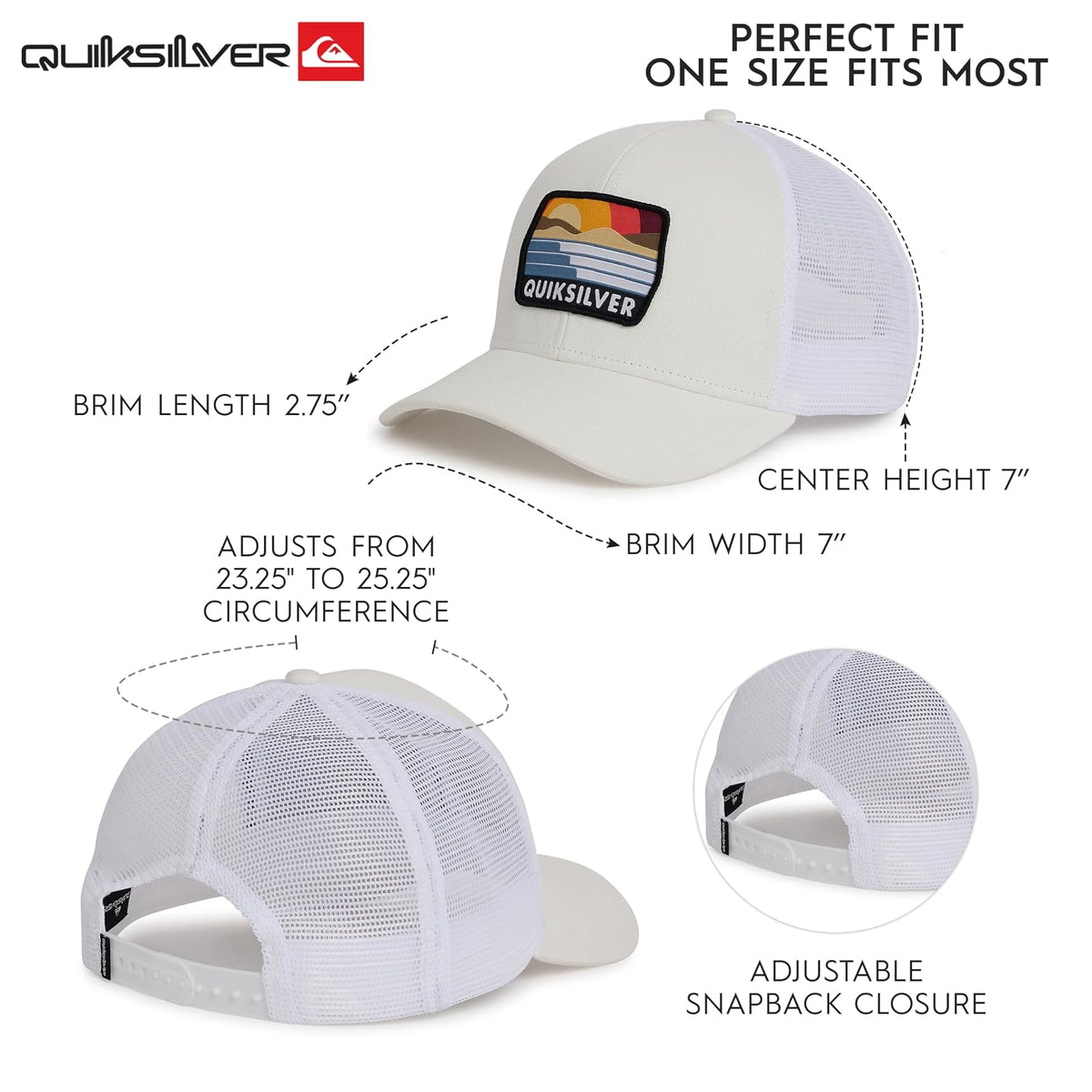 Quiksilver Premium Cotton Adjustable Snap Back Logo Gorra de béisbol Hombre
