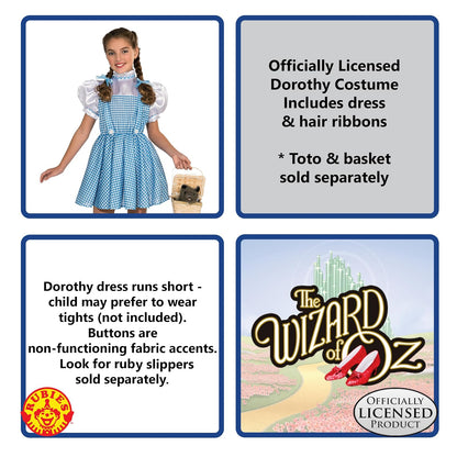 Disfraz de Dorothy de Wizard of Oz para niño, Un Solo Color, Pequeño