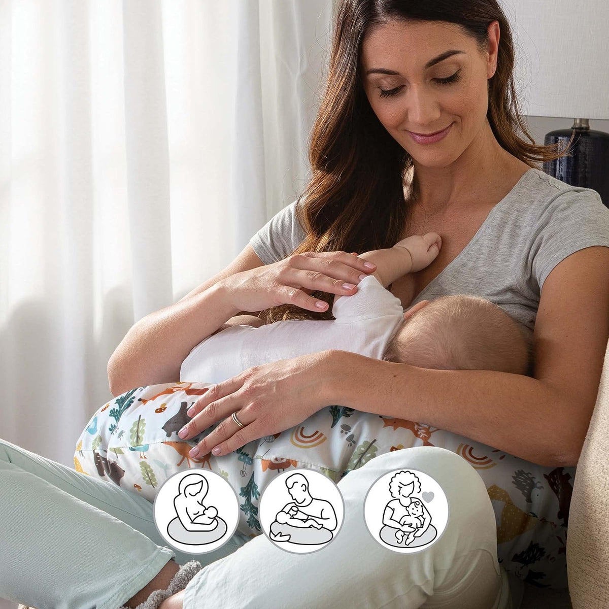 Boppy - Funda de almohada de lactancia, Spice Woodland, mezcla de algodón, se adapta al soporte original para lactancia, alimentación con biberón y unión, solo funda, se vende por separado
