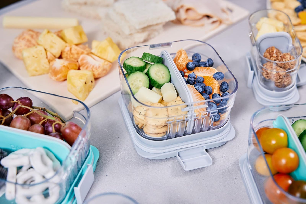 PackIt Mod Lunch Bento Contenedor de almacenamiento de alimentos, Gris Acero, Snack Bento, 1, 1