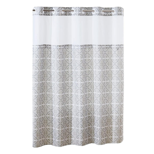 Hookless Missioi - Juego de Cortinas de Ducha con Forro de Peva, no Requiere Ganchos, Lavable a máquina, 71 x 74 Pulgadas, Color Gris/café