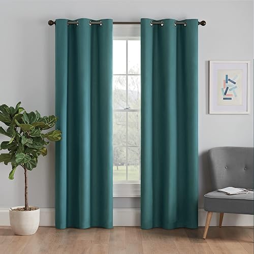 Eclipse Cortina térmica Opaca de Microfibra con Ojales para Ventana de recámara (1 Panel), 42 x 63 Pulgadas, Pavo Real