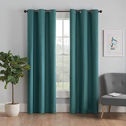 Eclipse Cortina térmica Opaca de Microfibra con Ojales para Ventana de recámara (1 Panel), 42 x 63 Pulgadas, Pavo Real